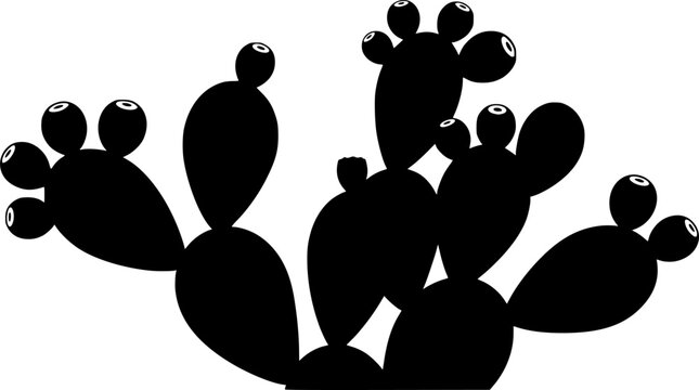 Nopal silhouette. This image shows a design of a nopal cactus silhouette, also known as prickly pear cactus. Vector clipart illustration design.
