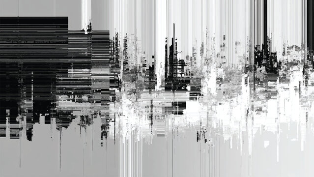 Monochrome pixel sort abstract digital art background with glitch effect isolated on white background, Vector, illustration.