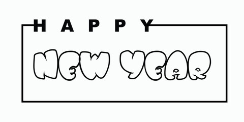 Best Happy New Year greeting with white background for festive celebrations, wishing joy calligraphy Vector, text design