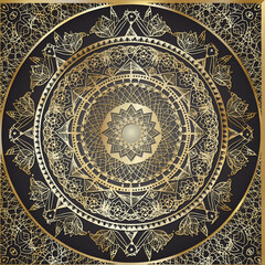Naklejka premium Golden Ornamental Mandala Pattern vector