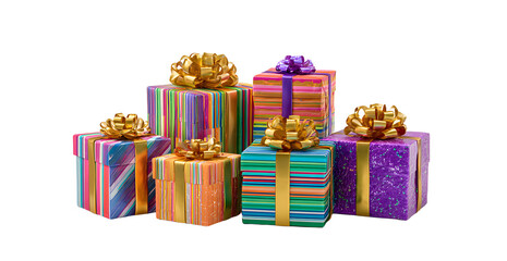 PNG Colorful festive gift boxes, element set on transparent background