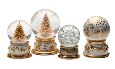 PNG Elegant festive snow globe collection, element set on transparent background