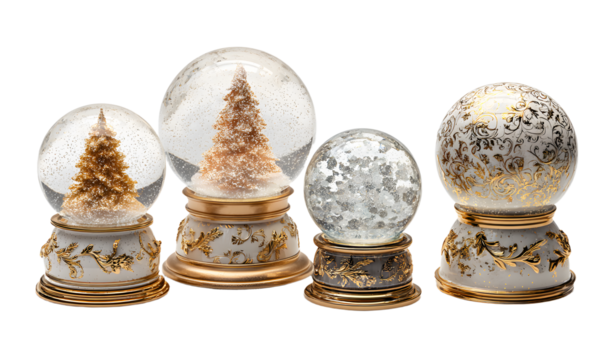 PNG Elegant festive snow globe collection, element set on transparent background