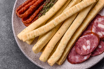 Grissini breadsticks, an Italian wheat pastry, are a great lunch snack. Grissini breadsticks