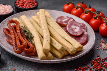 Grissini breadsticks, an Italian wheat pastry, are a great lunch snack. Grissini breadsticks