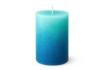Blue gradient pillar candle unlit for decoration