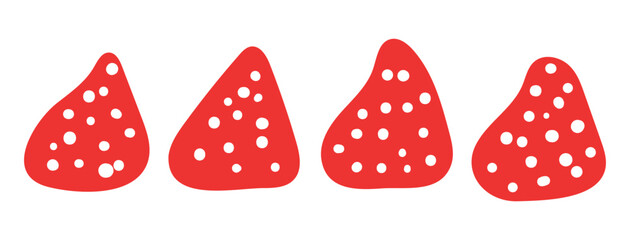 Strawberry fruits, berries, cake decoration hand drawn illustration, isolated vector on transparent. Flat design. Birthday celebration, festival, carnival, party, anniversary clip art, element