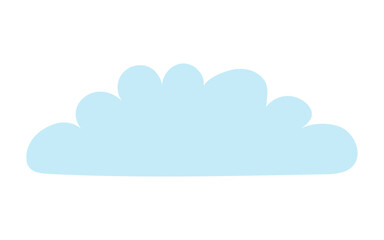 Cute little fluffy, cumulus cloud isolated on transparent background. Hand drawn flat vector illustration. Celestial design element, clip art. Rain cloud, cloudy weather, overcast sky
