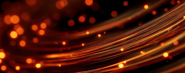 An abstract background of swirling red, gold, and deep bronze light trails, resembling fire and heat