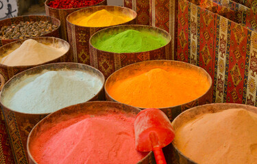 Piles of Herbs and Spices at Spice Market Turkey