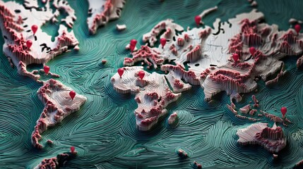 Dynamic world map visualization with global data points, perfect for business analytics and international strategy presentations