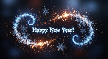 Glowing New Year background with “Happy New Year!” text on dark background — ideal for holiday, festive and design content.