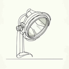 Outline drawing of a modern spotlight lamp in minimalist style  