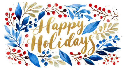Beautiful watercolor illustration celebrating happy holidays with vibrant colors and festive elements