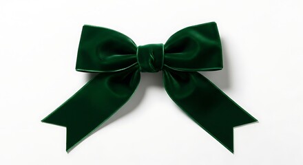 A luxurious dark green velvet bow with wide loops and trailing ribbons.
