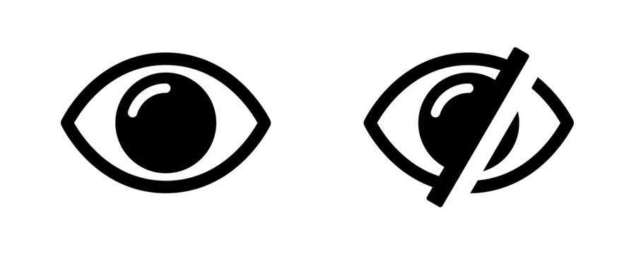 Privacy and visibility icon. Password show and hide symbol