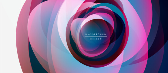 Abstract layers create swirling vortex. Vibrant colors blend, forming dynamic background design. Modern aesthetic, visually appealing.