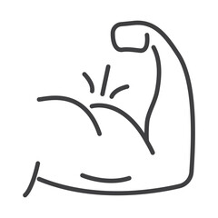 Fototapeta premium Muscle line icon isolated on transparent background. Minimal outline fitness symbol with editable stroke, ideal for gym, workout, strength training and health design projects.