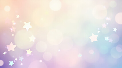 Abstract background with bokeh lights and star shapes in pastel colors