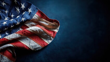 A flag with stars and stripes is shown on a blue background