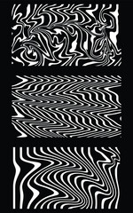 Swirling liquid black and white optical illusion line patterns