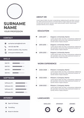 Fototapeta premium Modern Vector CV Design Template with Clean Layout and Professional Style