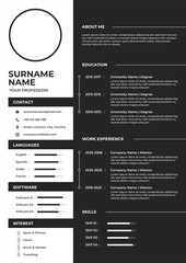 Modern Vector CV Design Template with Clean Layout and Professional Style
