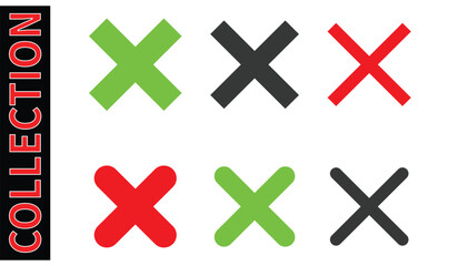 Obraz premium Collection of Various Cross Mark Icons in Different Styles and Colors, Incorrect, Error, Delete, Close, or Wrong Sign Symbol Vector