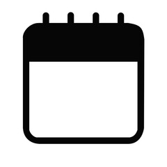 Transparent Black and White Calendar Icon for Scheduling, Reminders, and Events Planning