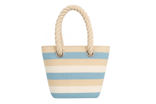 Striped beach tote bag with rope handles