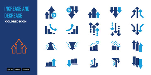 Increase and Decrease colored icon set vector design good for web and mobile app