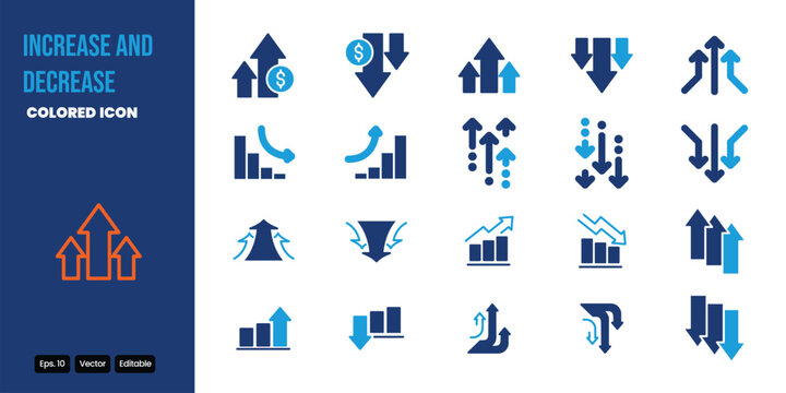 Increase and Decrease colored icon set vector design good for web and mobile app
