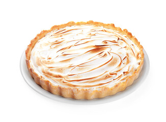 One delicious meringue pie isolated on white