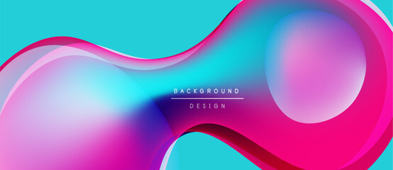 Abstract fluid shapes, vibrant colors blend. Modern design, smooth gradients create dynamic visual effect. Background features looping forms.