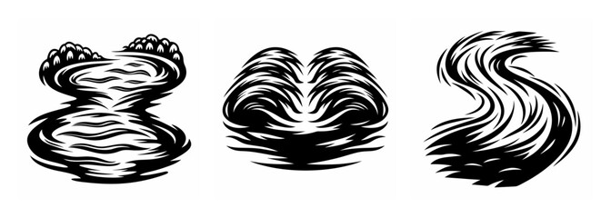 Abstract brush strokes swirls and shapes echoing fluid dynamics and natural textures