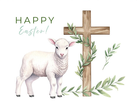 Baranek wielkanocny ilustracja - kartka wielkanocna Happy Easter