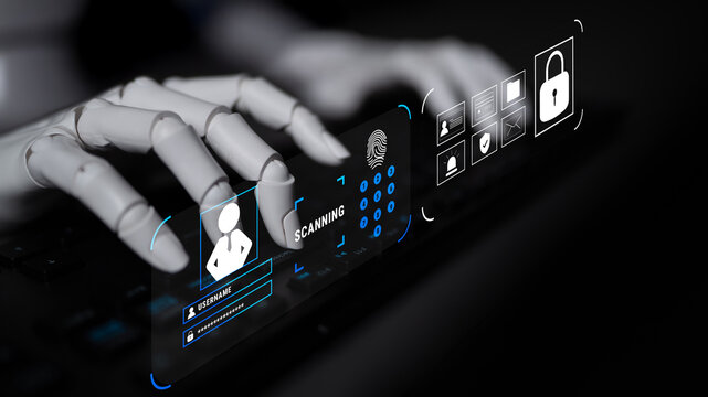 An AI digital security system for user authentication and access control. AI data protection using biometrics and secure login protocols. Motif