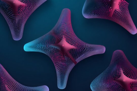 Abstract diamond-shaped wind drones with a gradient mesh design.