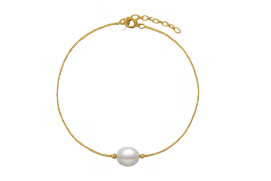 Gold bracelet with pearl, luxury fashion accessory on transparent background