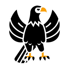 Naklejka premium Black and white icon of an eagle with spread wings icon