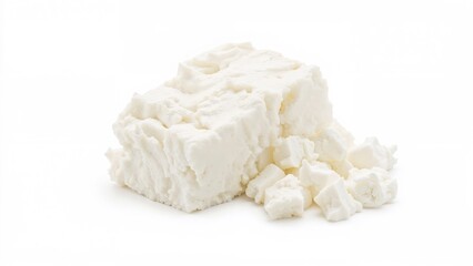 White soap bar with scattered pieces. Personal care and hygiene, concept. Cleaning and skincare. The concept of cleanliness and personal grooming.