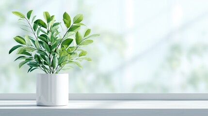 White pot with a green plant in it