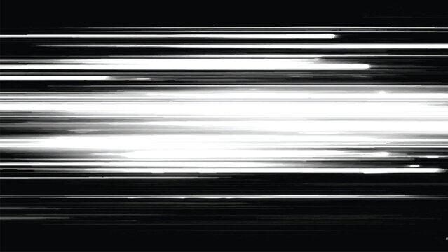 Abstract white horizontal light streaks creating dynamic speed motion blur effect illustration.