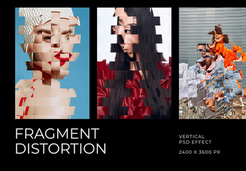 Fragmented Vertical Image Effect Mockup