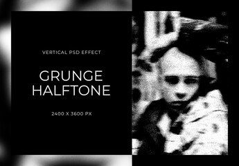 Grunge Halftone Vertical Image Effect Mockup