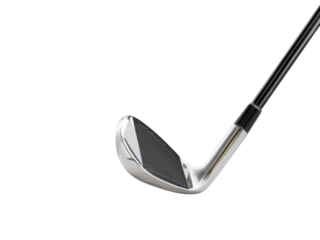 A golf club is shown in a close up