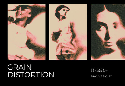 Dissolving Grain Vertical Image Effect Mockup