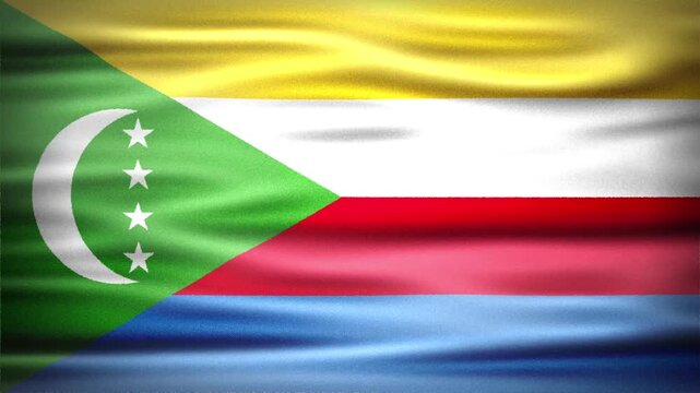 Wavy Flag of COMOROS Animation, Short Looping Video of National Symbol