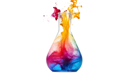 A colourful vase filled with a rainbow of colours