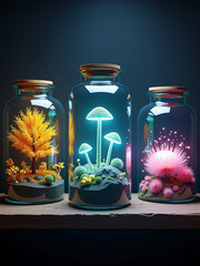  Miniature Worlds Collection: Surreal Luxury Pantry with Glowing Miniature Worlds